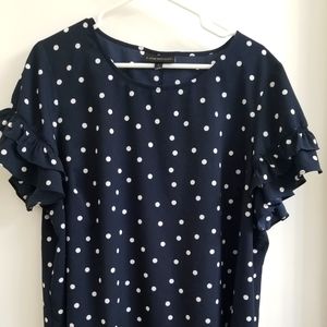 Plus Size Blue Polka Dot Blouse